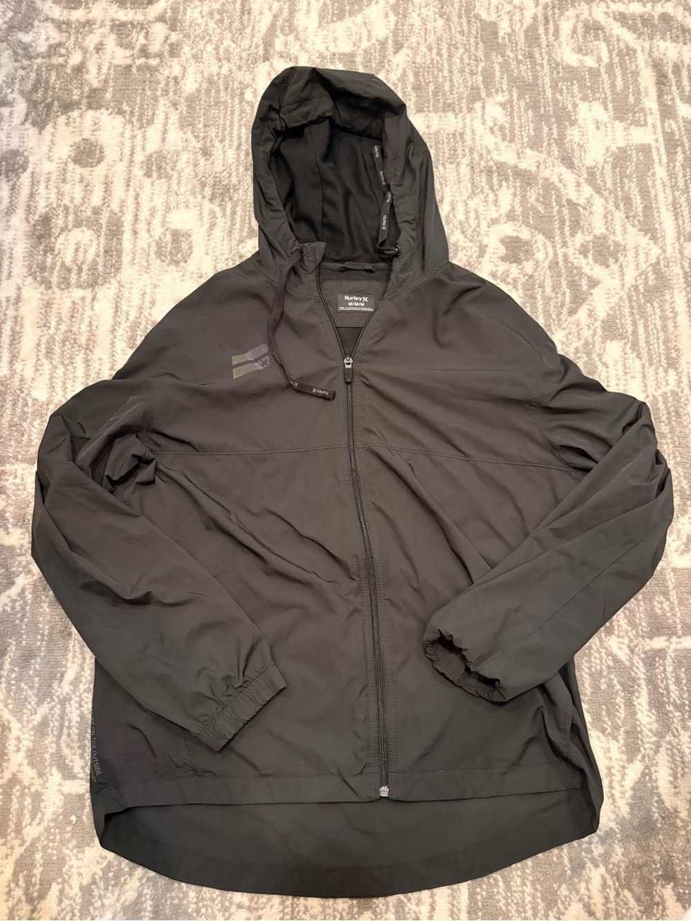 Hurley Men's Black Hooded Windbreaker Jacket